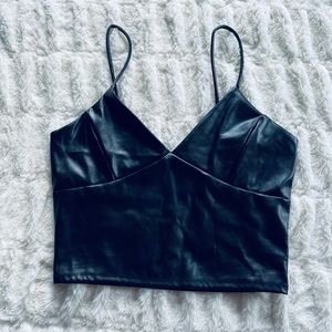 Papaya Black leather crop top size L